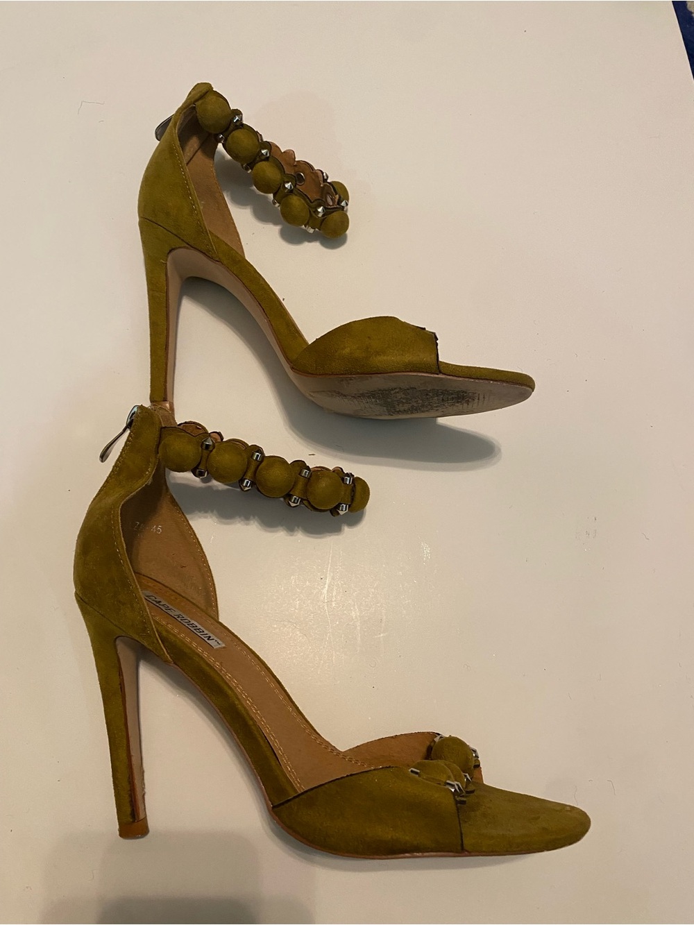 Cape Robbin Chartreuse Green Suede Beaded Ankle-Strap Heels Size 9